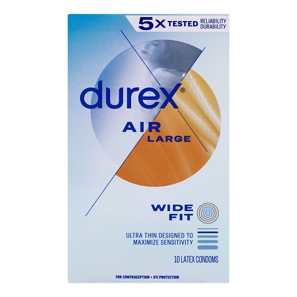 Durex Air Large Wide Fit Ultra-Thin Condom, 10-Pack